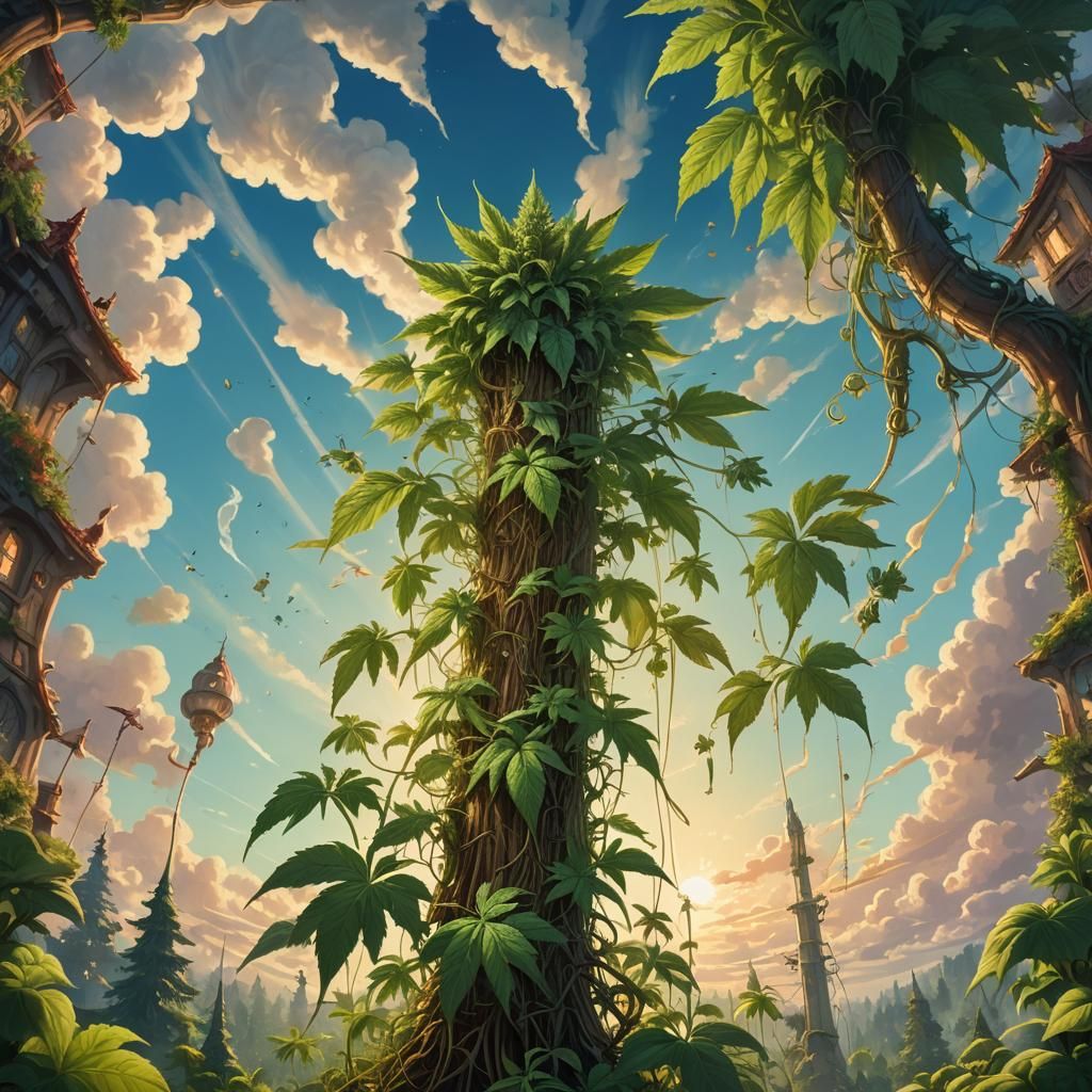 Giant Marijuana Beanstalk to Sky Kingdom: Fantasy Art
