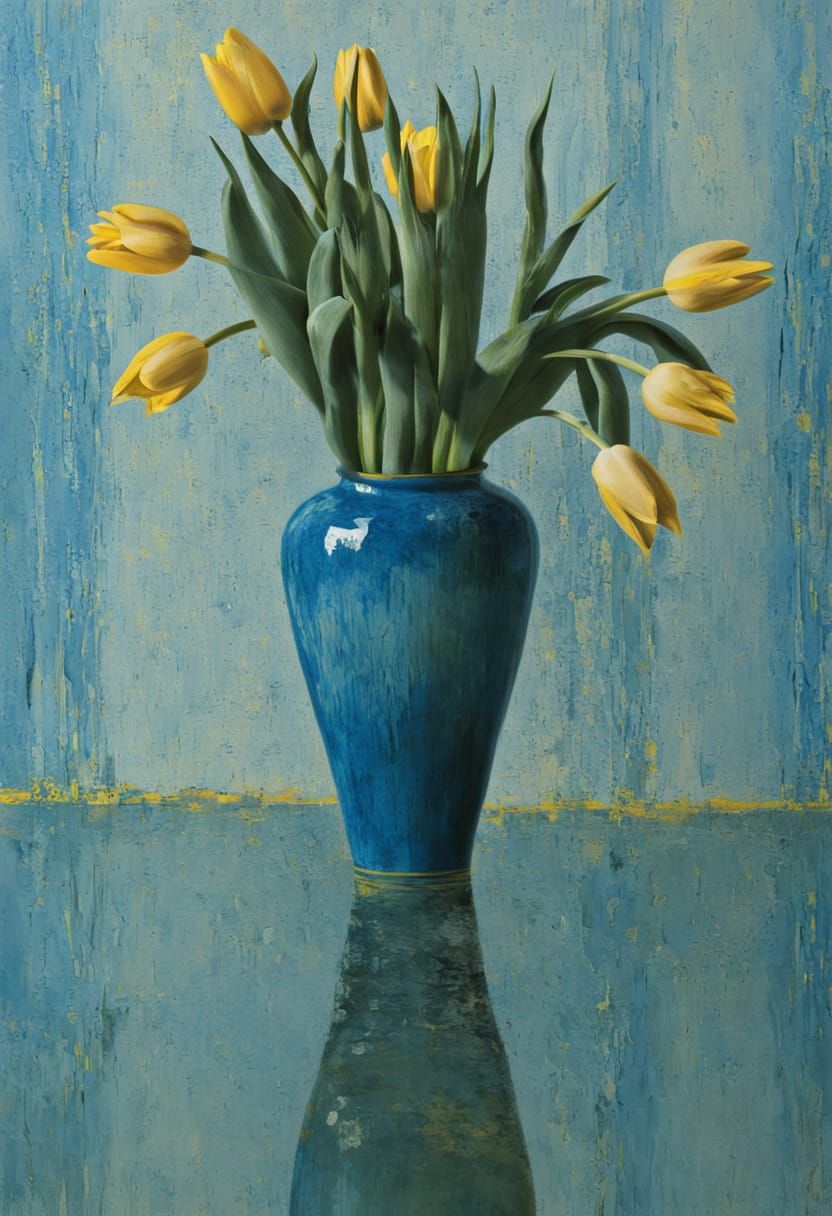 Yellow Tulips in Hockney-esque Abstract Photography