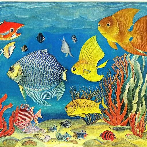 Deep Ocean Creatures in Expressive Renaissance Style