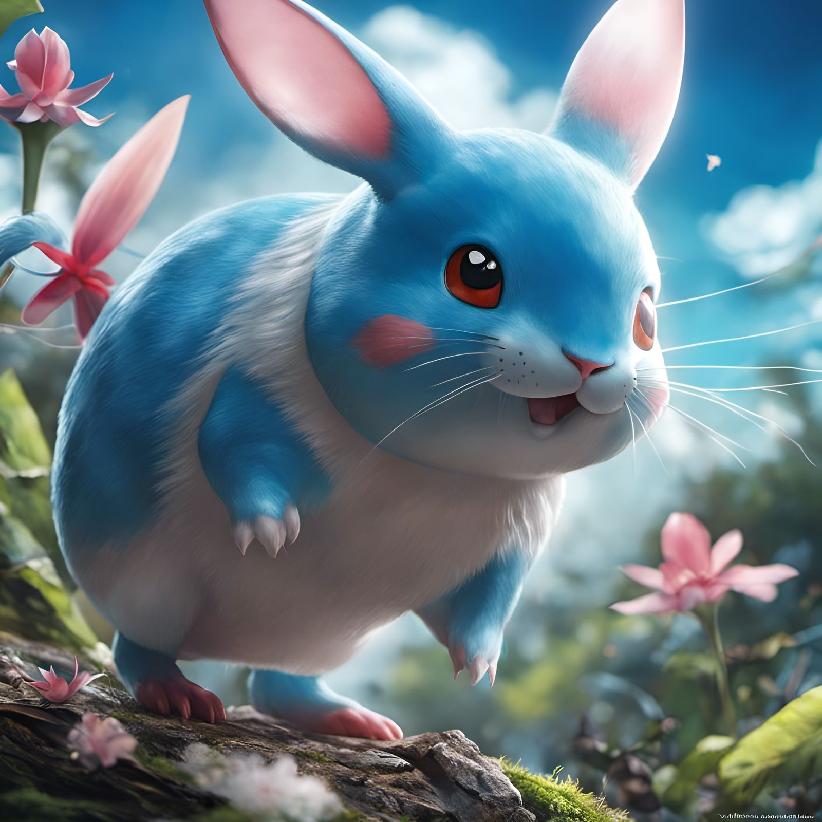 Azumarill Pokemon Concept Art in Digital Painting Style