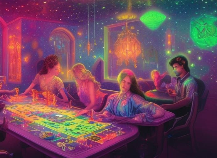 Holographic Cosmic Illustration in Ethereal Fantasy Style