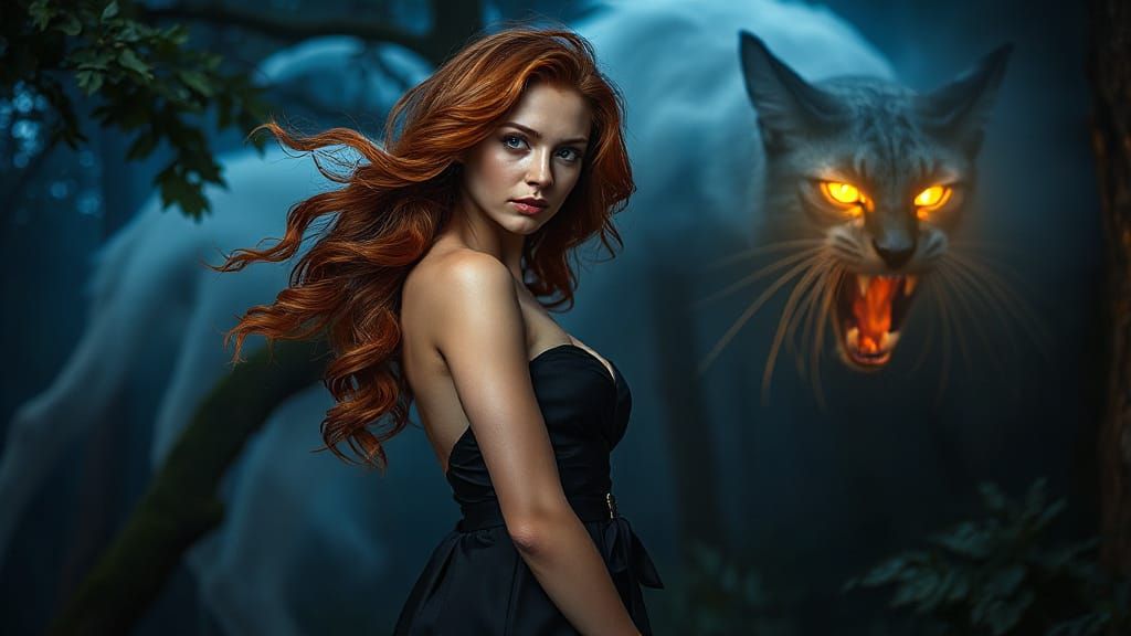 Ethereal Woman in Haunted Forest, Dark Fantasy Style