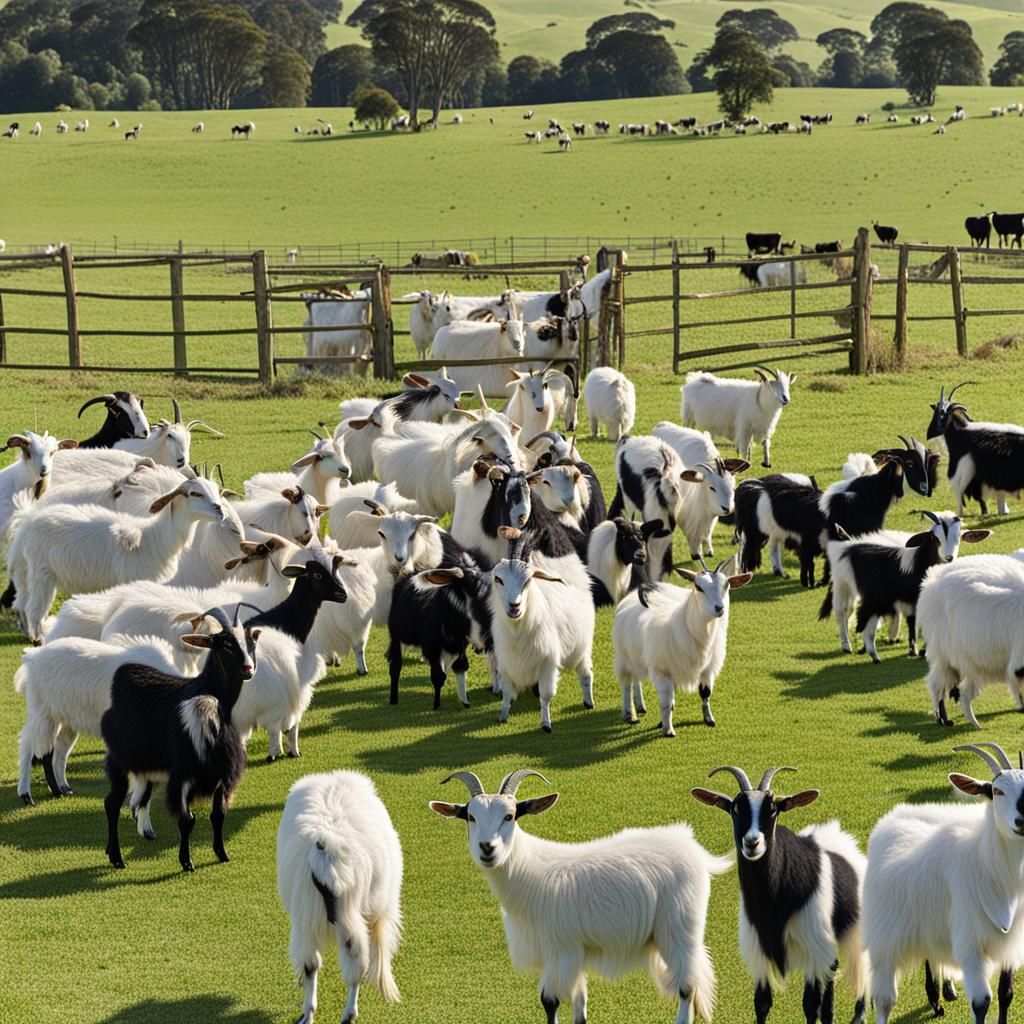 Goats Grazing Peacefully in a Paddock