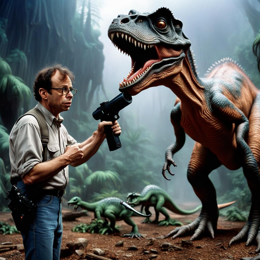 Rick moranis trying to shrink dinosaurs