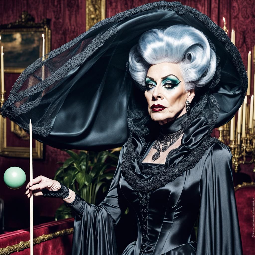 Extravagant Drag Queen in Victorian Mourning Couture
