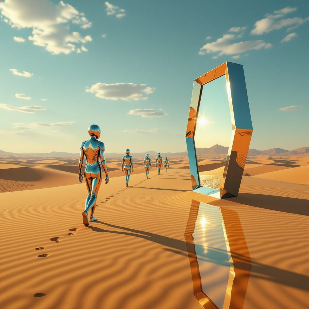 Shimmering Mirror Desert with Infinite Skies