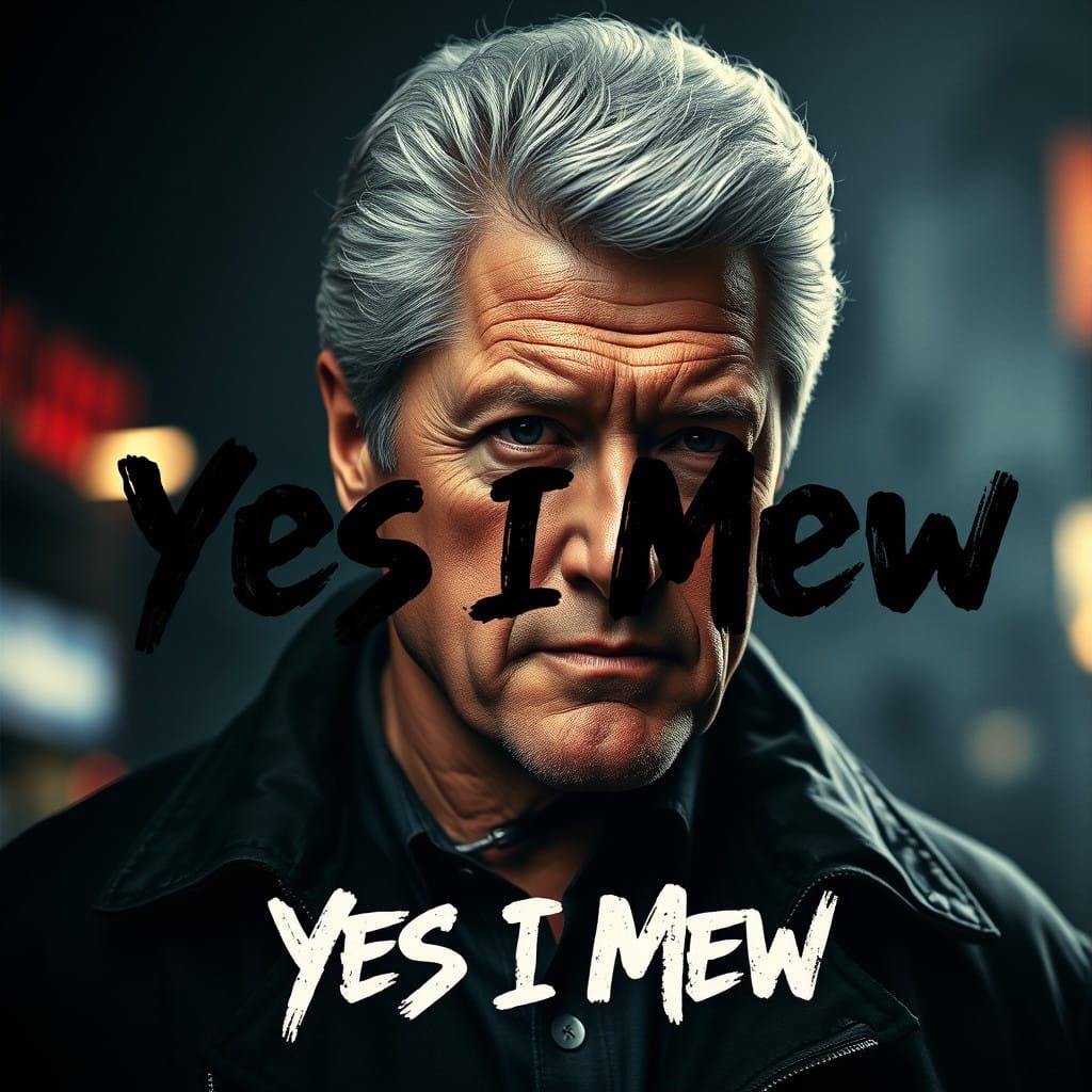 Bill Clinton but he has a ginormous jaw line words overlaid read "Yes I  Mew.
