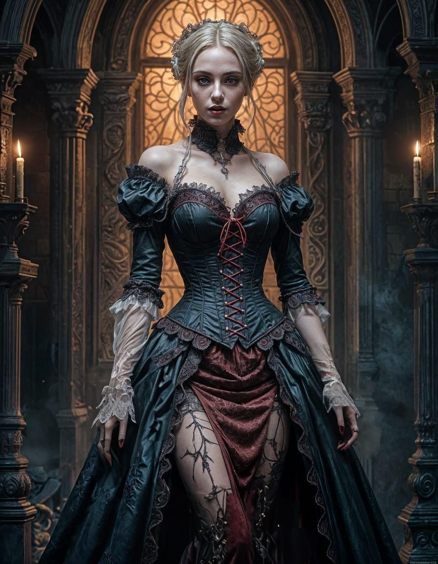 Sensual Vampire Woman in Victorian Gothic Style