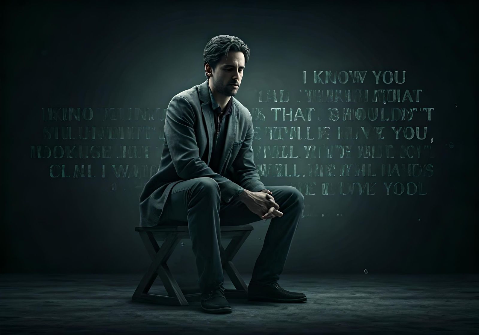 Emotional Turmoil: Cinematic Film Still of Internal Monologu...