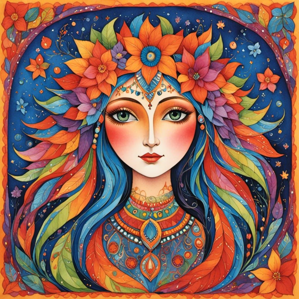 Whimsical Fantasy Illustration in Mixed Artistic Styles