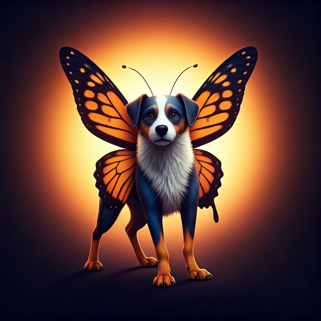 Fantastical Canine-Insect Hybrid in Vibrant 3D Style