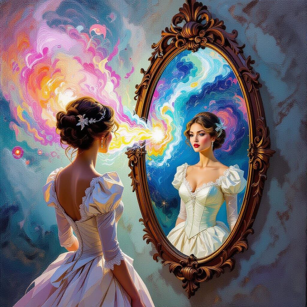 Astral Reflection: A Woman's Timeline Choice