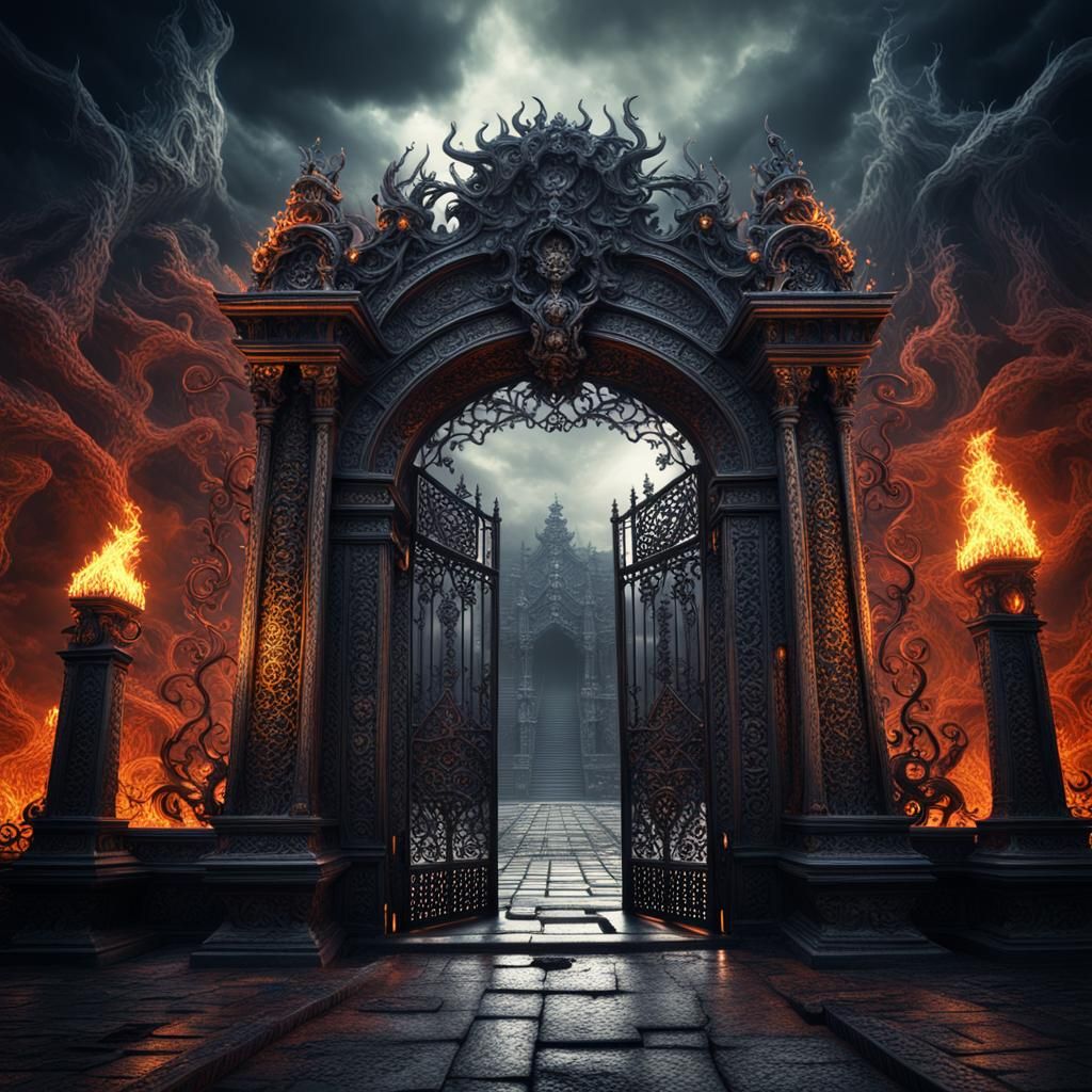 Hyperrealistic Gates of Hell in 3D Rendering