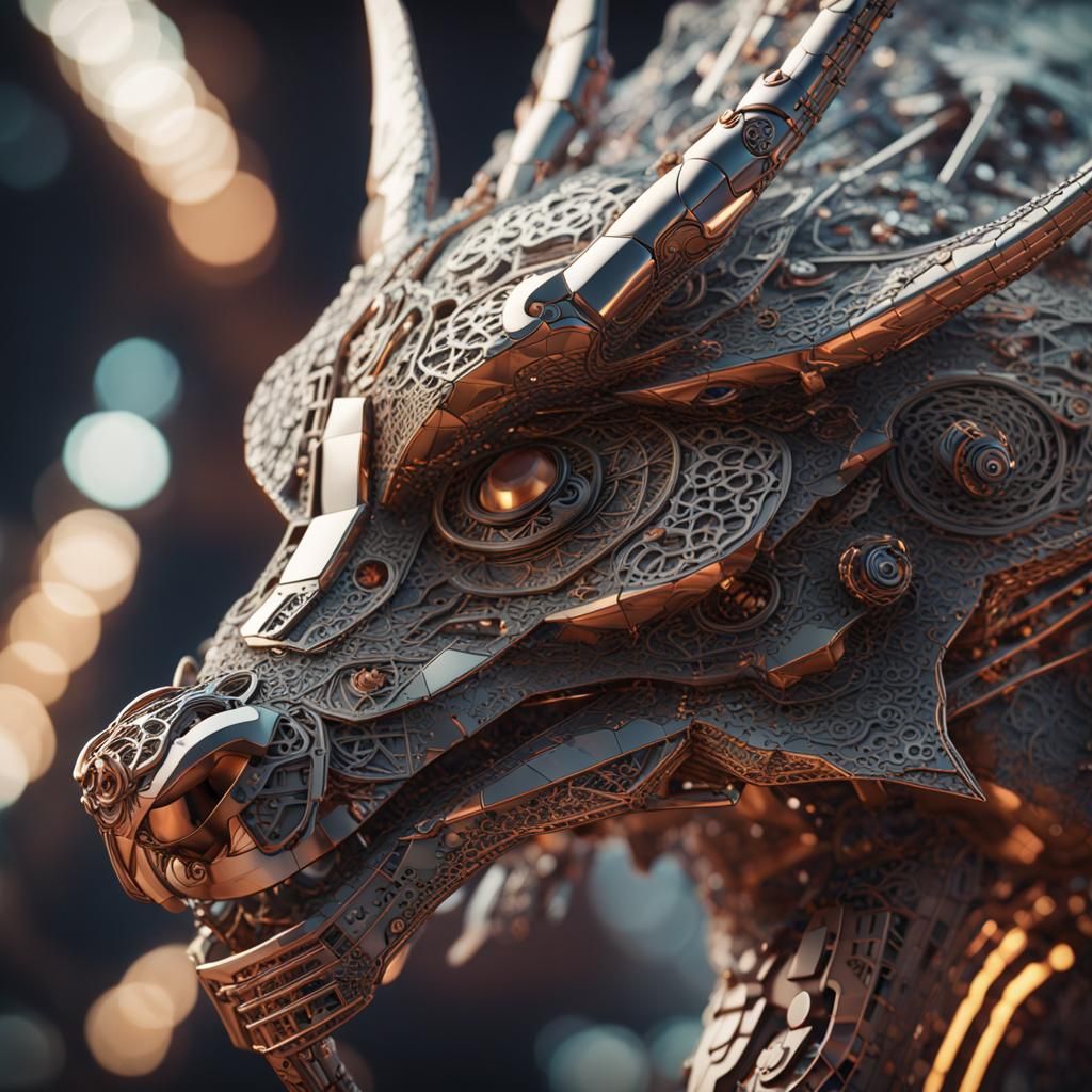 Futuristic Geometric Dragon in Bauhaus Art Style