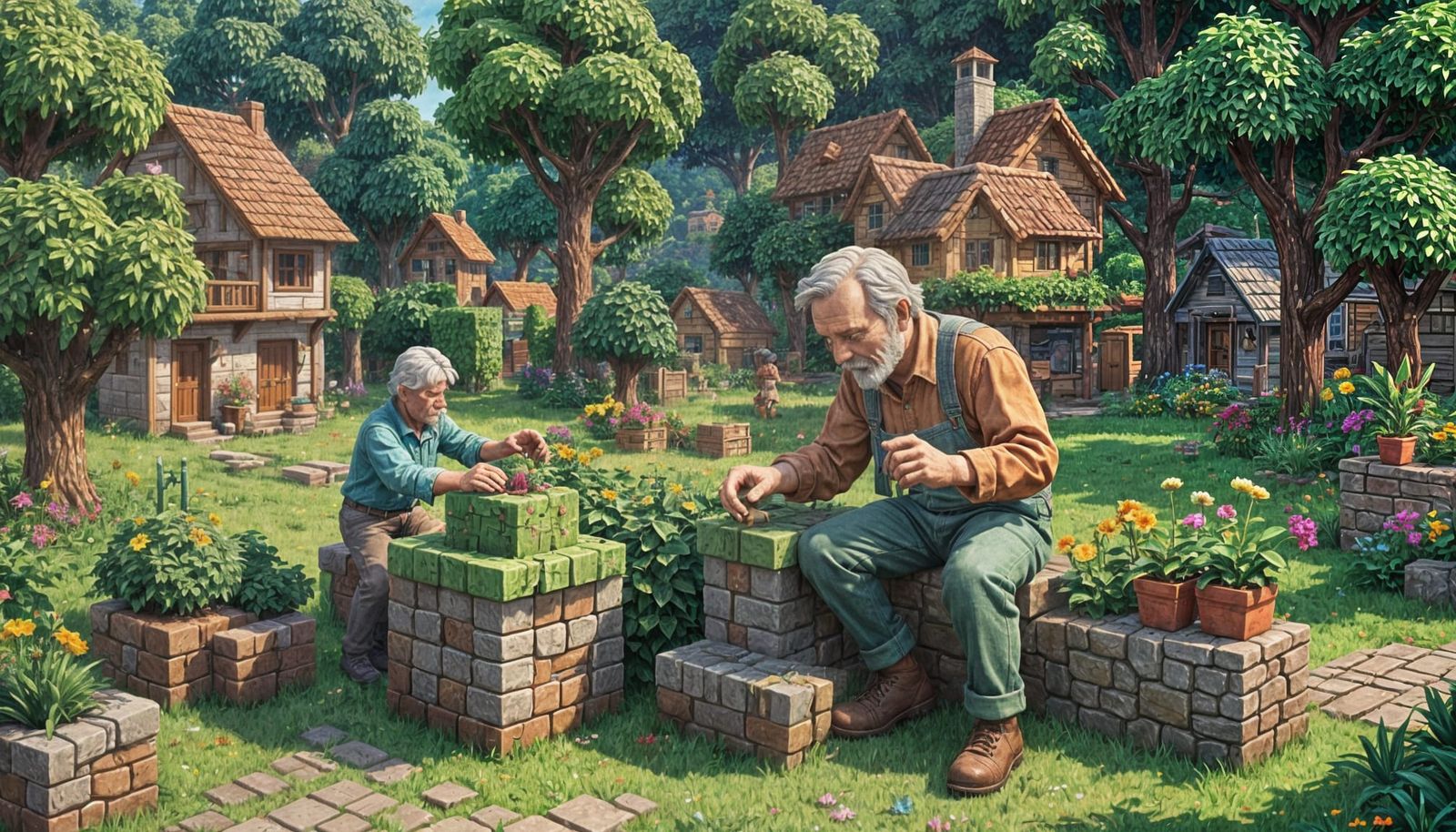 Old Man Sculpting Cube: 32-bit Pixel Art