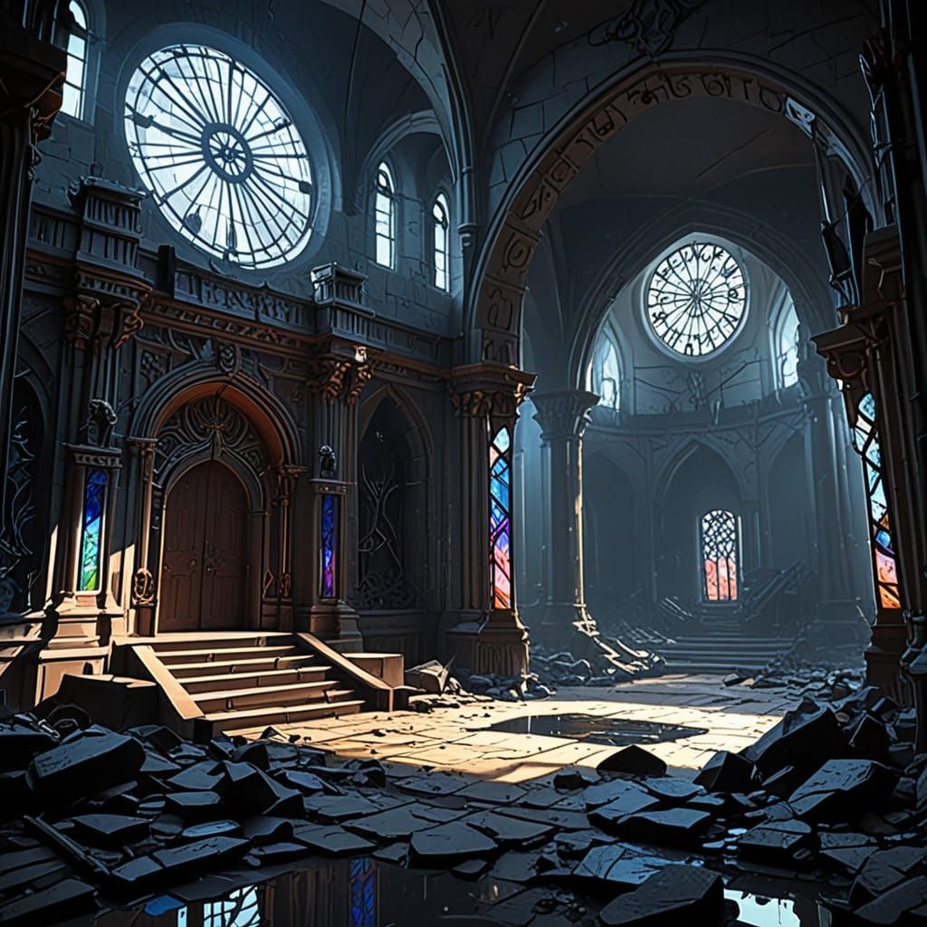 Abandoned Throne Room in a Crumbling Castle