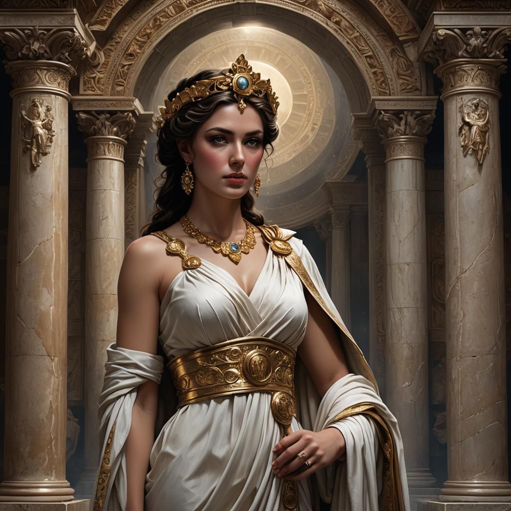 Roman Priestess in Temple of Venus, Fantasy Art