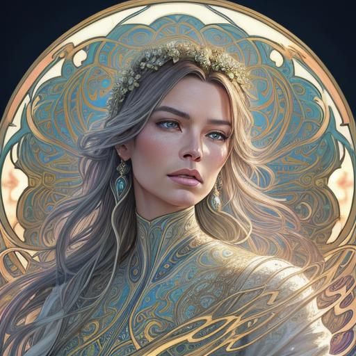Luminous Portrait in Art Nouveau Style