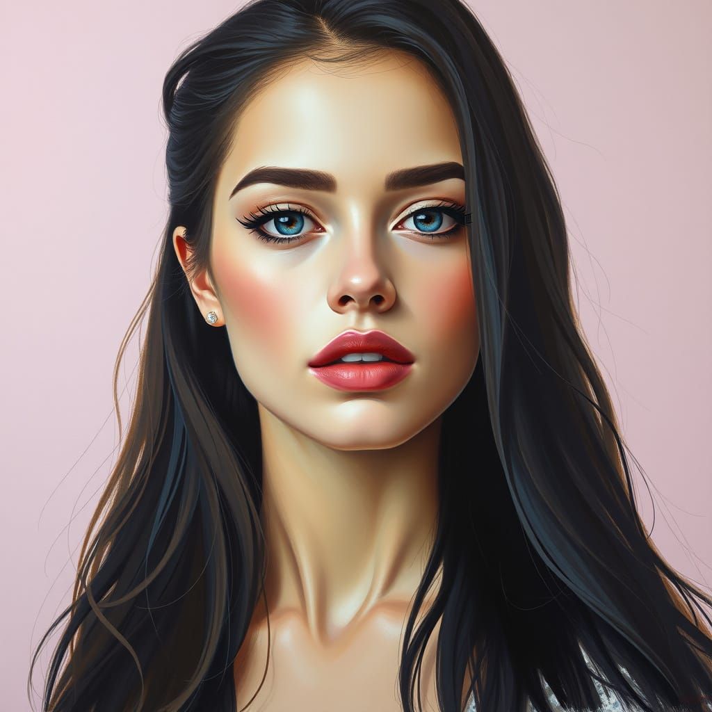 Gouache Portrait of a Stunning Young Woman