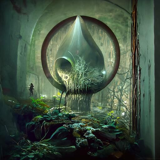 Eerie Stream in Misty Hollow: Lovecraftian Horror