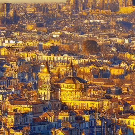 Glistening Golden City in Hyperrealistic Detail