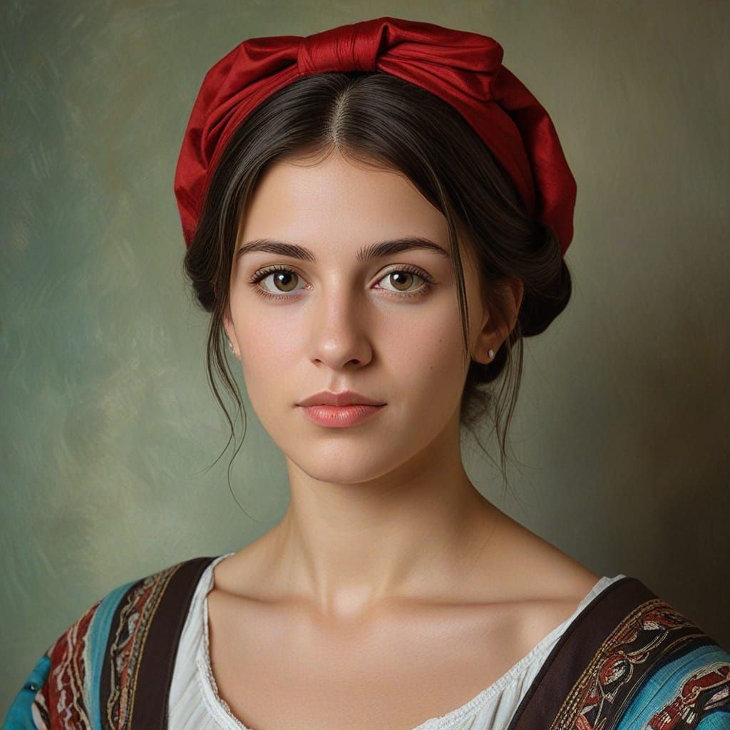 Basque Woman Portrait in Picasso Oil Painting Style