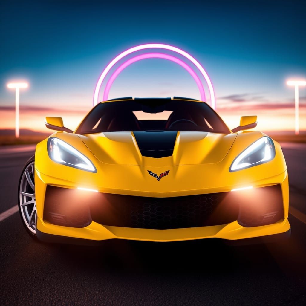 2025 Chevrolet Corvette ZR1 in Neon-lit Nighttime