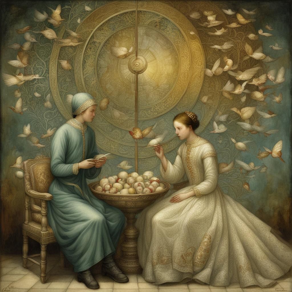 Whimsical Illustration Inspired by Classic Masters