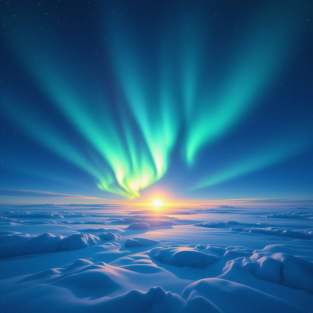 Northern Lights Over a Vast Horizon