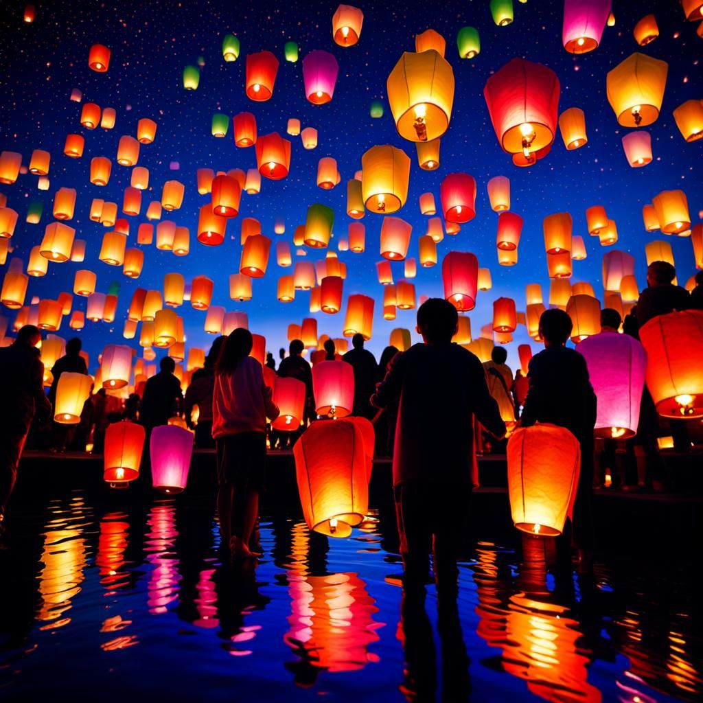 A Thousand Paper Lanterns Illuminate the Night Sky