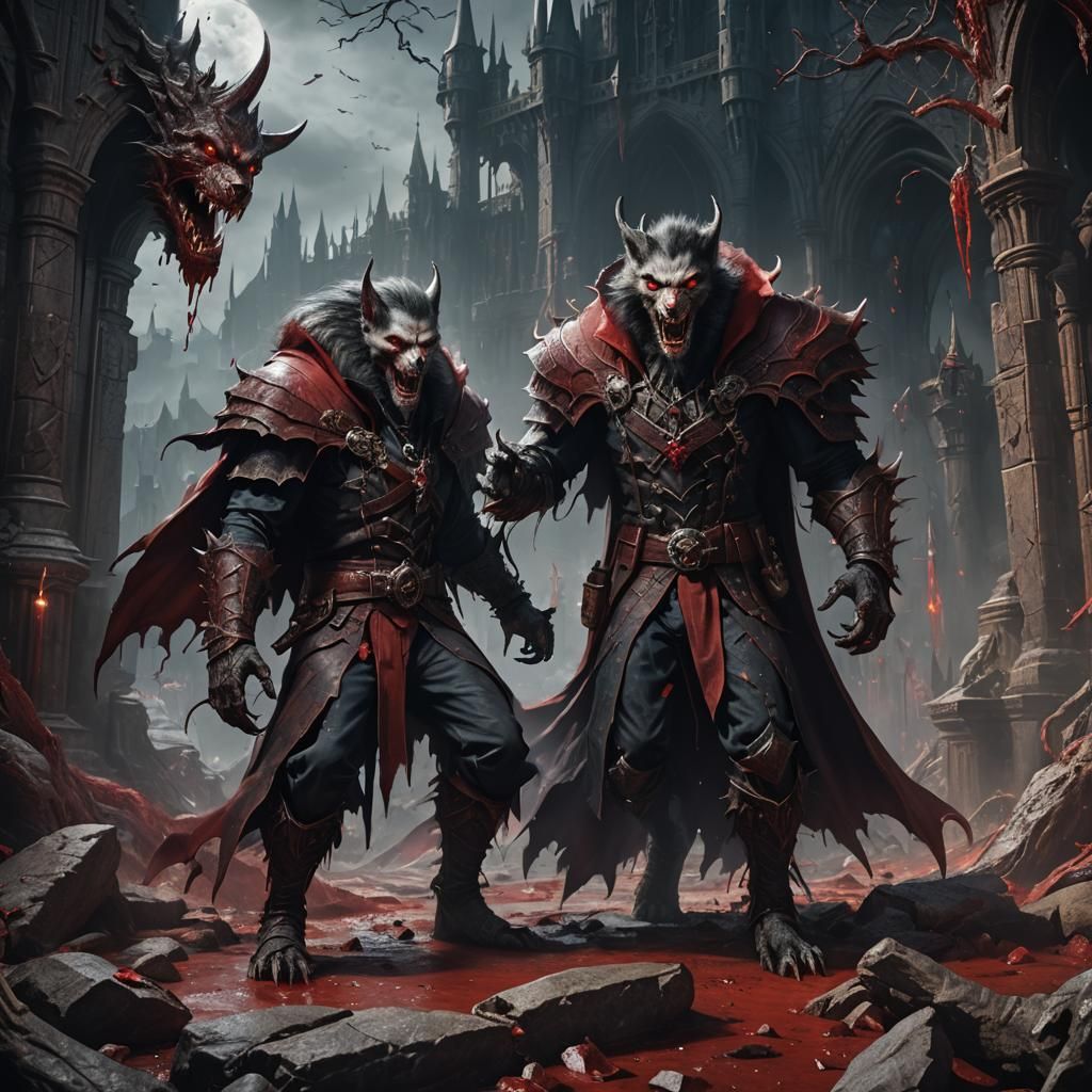 Blood Werewolf Dracula Matte Painting