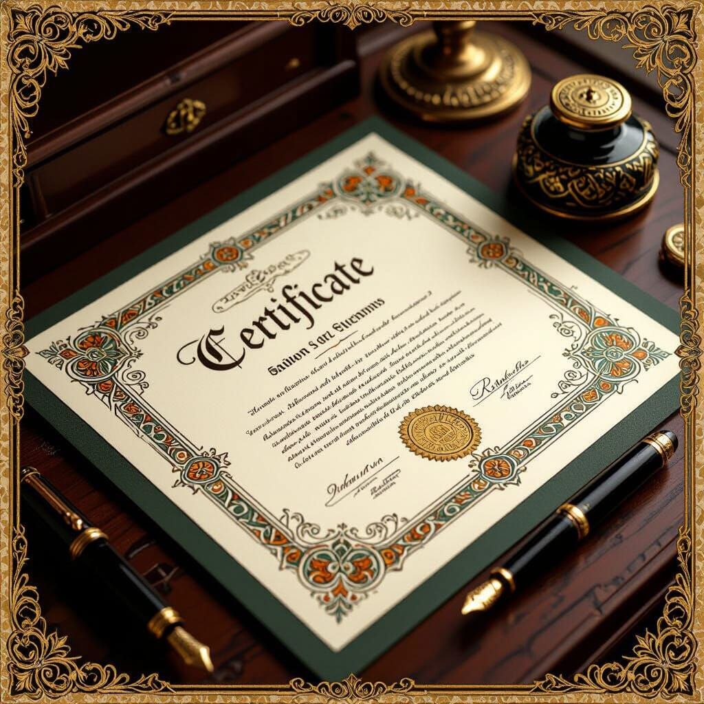 Elegant Art Nouveau Certificate with Gold Seal