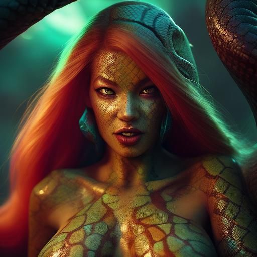 Hooded snake woman