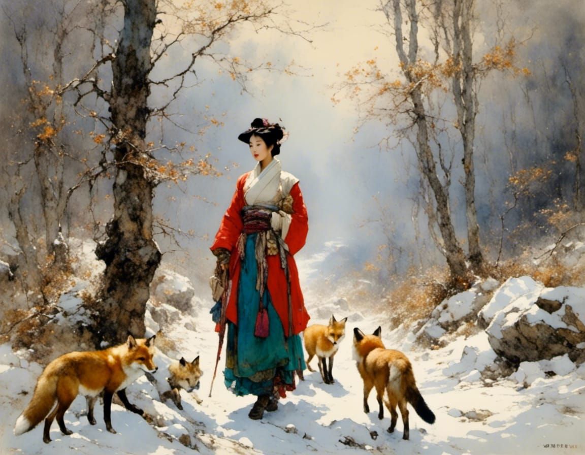 The lady and the foxes
