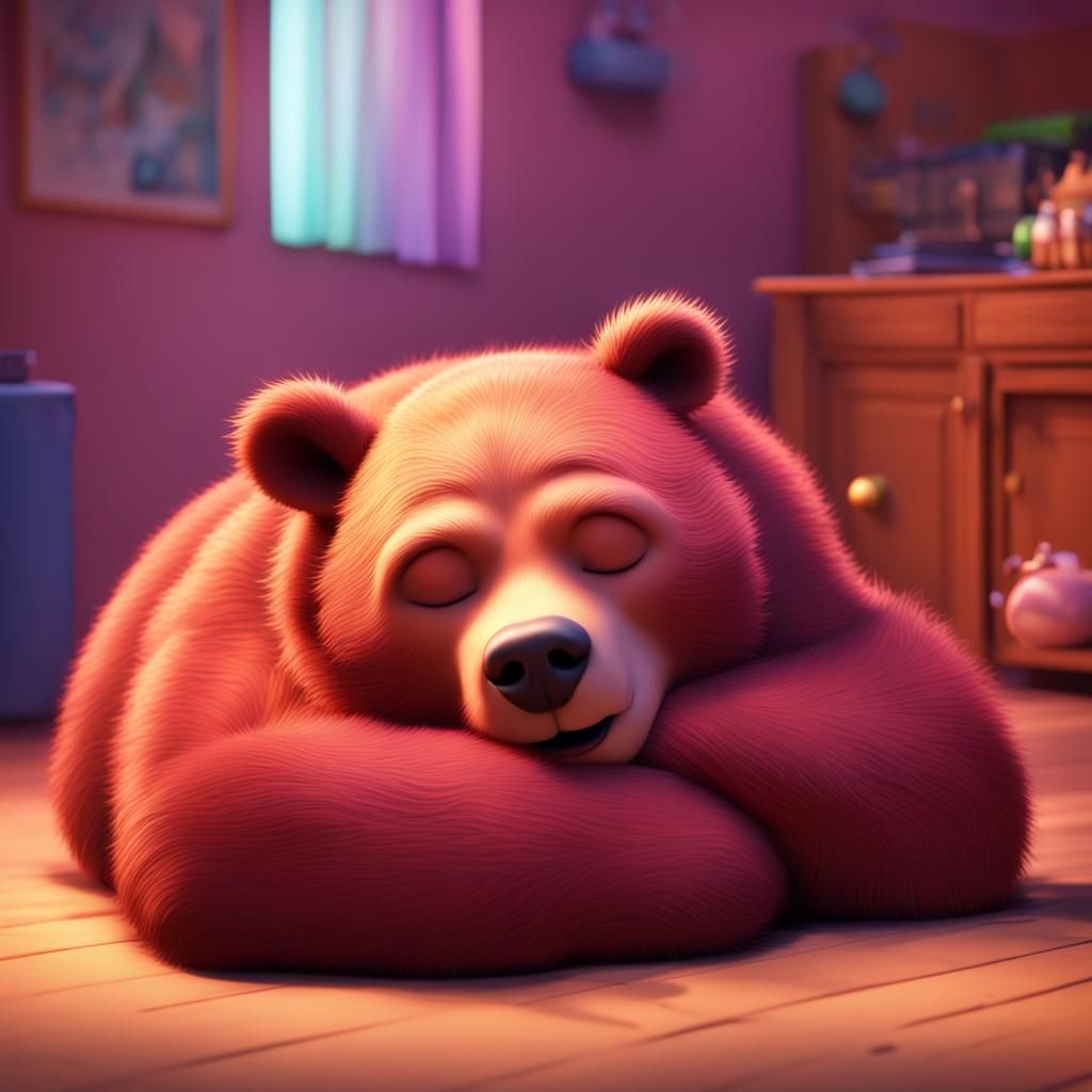 Sleeping Bear in Pixar Style 3D Art