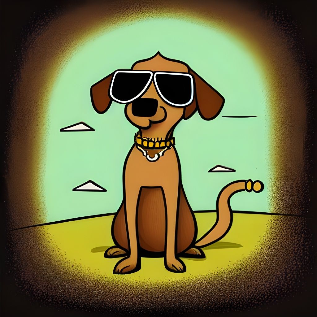 Cartoon Dog Smokes Joint in Trippy Forest