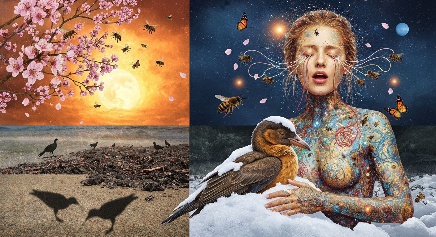 Mystical Bio Art Collage of Rebel Singing in Forest