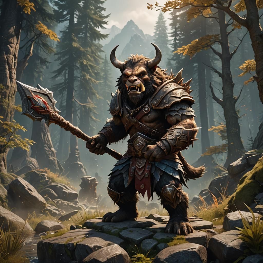 Bugbear Wielding Javelin in Detailed Matte Painting