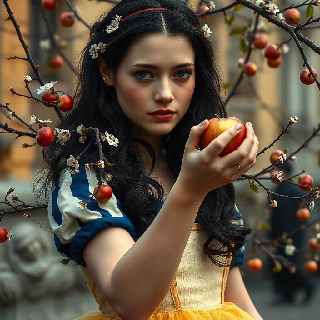 Enchanting Snow White in an Earthy Urban Dreamscape