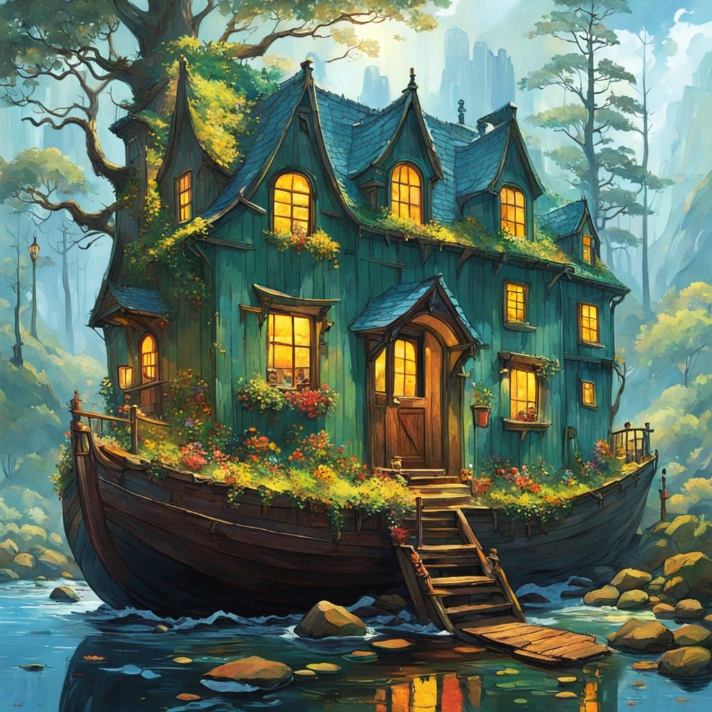 Whimsical Fairytale Landscape in Studio Ghibli Style