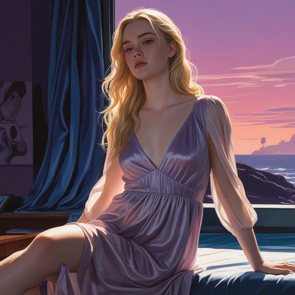 Hyperrealistic Portrait of a Sultry Blonde in a Lavish Night...