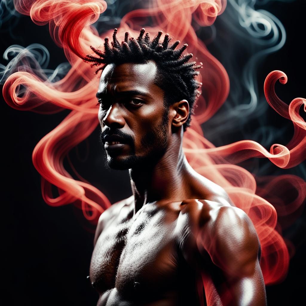 Elegant Brazilian Man in High-Contrast Fantasy Portrait