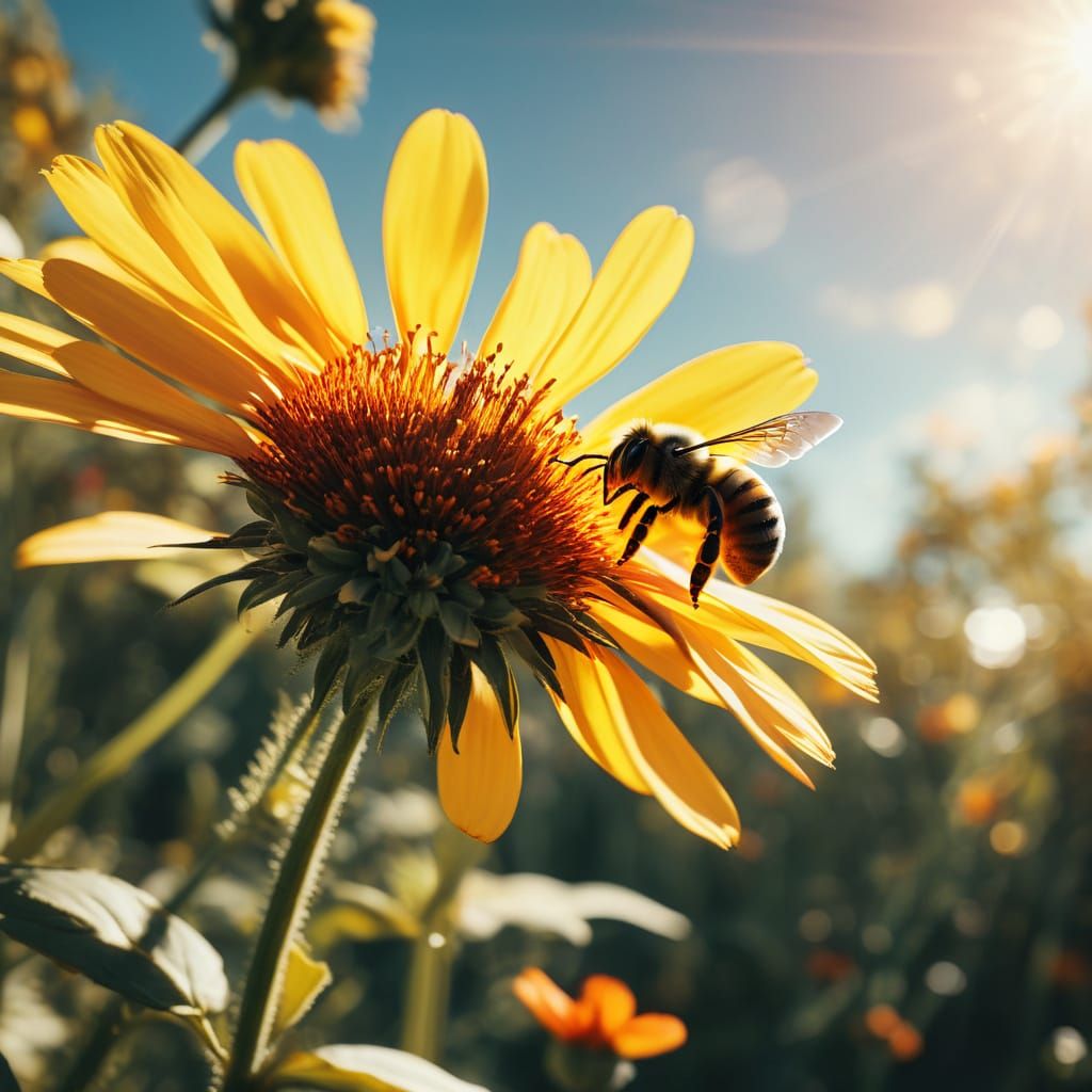 Ethereal Bee in Vibrant Bloom