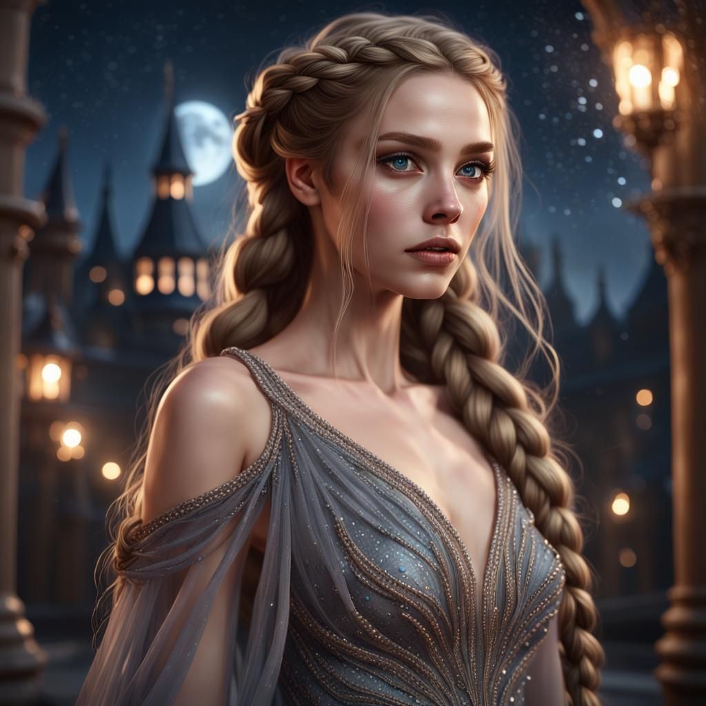 Feyre Archeron in Sparkling Gown: Fantasy Art