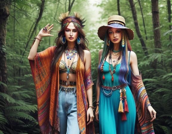 Hippies in Bohemian Attire
