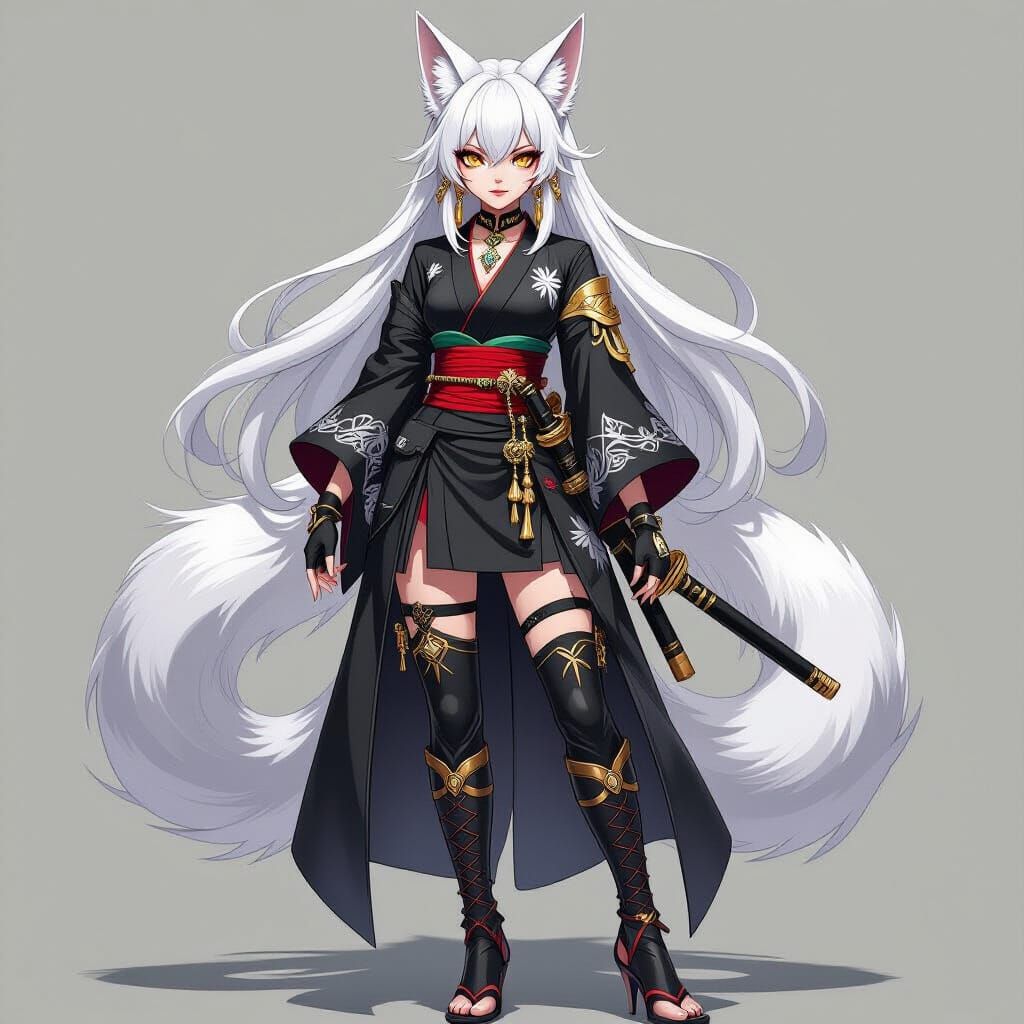 Anime Admiral with Kitsune Ears and Katana