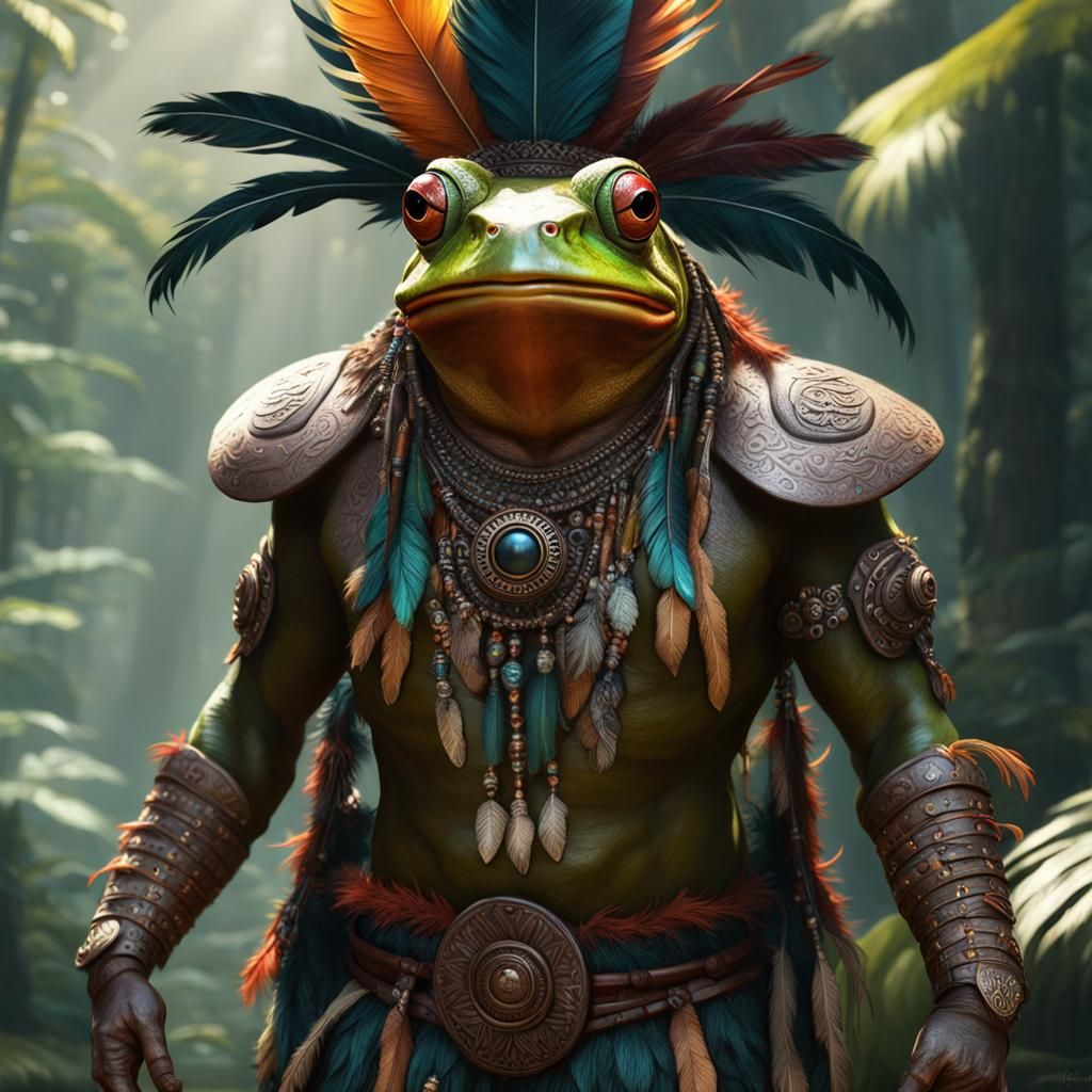 Inca Frog-Folk in Dark Fantasy Style