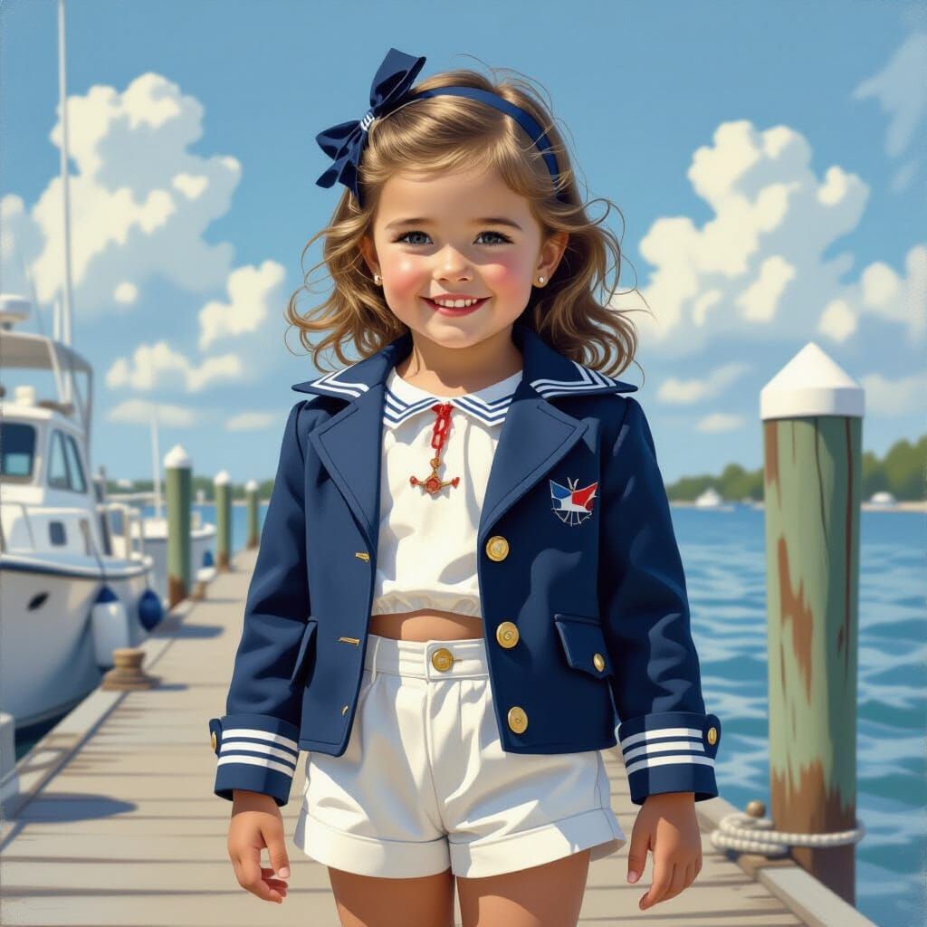 Nautical Girl Posing in Playful Pin-Up Style