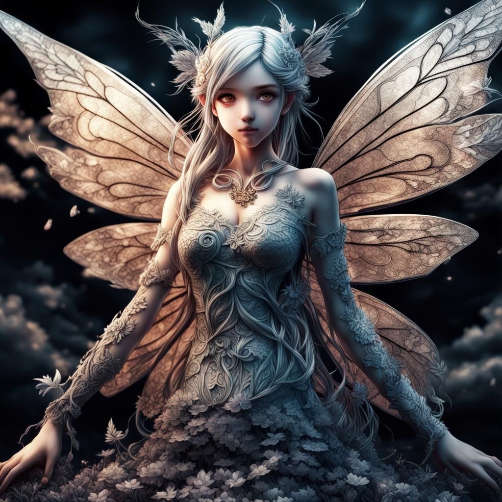 Manga Elemental Fairy in Hyperrealistic Style
