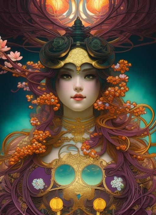 Zodiac Portrait in Art Nouveau Style